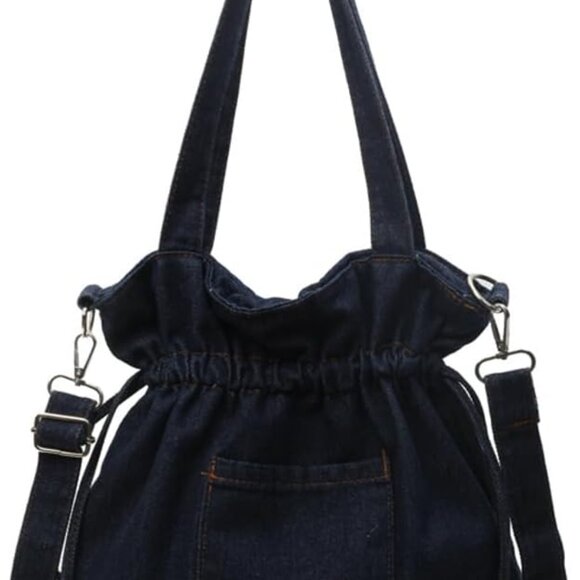 Denim Shoulder Bag Women Canvas Tote Crossbody Large Messenger Hobo Purse - Picture 1 of 7